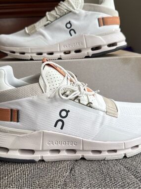 Cloudnova 2 Men's White Athletic Sneakers with Tan Accents